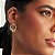 Brinco Oval Vazado com Cristal Redondo Banhado a Ouro - Imagem 2