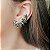 Brinco Ear Cuff Cravação Gota Peridoto Banhado a Ródio Branco - Imagem 2