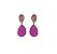 Brinco em Pêndulo Gota Fucsia Fusion Banhado a Ouro 18k - Imagem 1