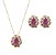 Conjunto Gota Fucsia com Cravação Baguete Lateral Banhado a Ouro 18k - Imagem 1