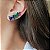 BRINCO EAR CUFF TANZANITA E ESMERALDA FUSION BANHADO A RÓDIO NEGRO - Imagem 2