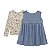 Conjunto Bebê Menina Kukiê Vestido Jeans e Blusa Estampada - JEANS - Imagem 3