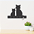 Porta-Chaves Gato e Gatinho em MDF Vazado 3mm Preto Fosco | Decorativo 20x15cm - Imagem 3
