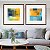 Conjunto com 2 quadros decorativos Abstratos Amarelo e Azul quadriculados. - Imagem 1