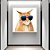 Quadro decorativo Cat óculos colorido. Coleção Assinada: Paola Cury - Imagem 1