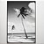 Quadro Decorativo Praia e coqueiros preto e branco. - Imagem 1