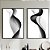 Conjunto de 2 Quadros Decorativos linhas em ondas pretas. - Imagem 1