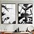 Conjunto com 2 quadros decorativos Folhas pretas. - Imagem 1