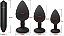 KIT PLUG ANAL 3 PEÇAS DE SILICONE COM BASE DIAMANTE REMOVÍVEL + VIBRADOR BULLET CORES:PRETO - Imagem 3