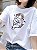 Camiseta Thirt Camisão - Camisa Gatinho Fofo De Fone Music Poliéster Camisa Branca - Academia ou Dia Dia - Imagem 1