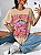 Camiseta solta casual feminina, uma linda e brilhante estampa mundial, camiseta - Imagem 5