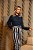 Calça em crepe listrada com modelagem reta Eva bella  Ludmila - Imagem 4