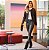 Blazer Preto com detalhe de couro Eva bella Raquel - Imagem 3