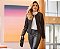 Blazer Preto com detalhe de couro Eva bella Raquel - Imagem 2