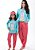 Pijama Adulto Longo Mãe e Filha de Malha Lhama Tiffany com Vermelho - Imagem 2
