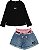 Conjunto Infantil Feminino com Shorts Jeans da Animê - Imagem 1