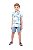Conjunto Infantil Masculino com Camiseta Floral Azul - Imagem 1