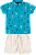 Conjunto Infantil Masculino com Camiseta Polo Turquesa - Imagem 1