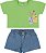 Conjunto Infantil Feminino de Verão com Shorts Jeans - Imagem 2