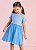 Vestido Infantil de Festa da Mon Sucré Azul com Manga Curta - Imagem 1