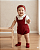 Jardineira Tricô Bebê Menina Vermelha Body - Imagem 1