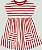 Vestido Infantil Algodão Listrado Vermelho - Imagem 3