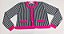 Casaco Infantil Pituchinhus Preto e Pink de Tricot Pied Poule - Imagem 1