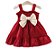 Vestido infantil vermelho Marsala com laço creme - Imagem 1