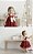 Vestido infantil vermelho Marsala com laço creme - Imagem 3