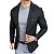 Blazer Slim Fit Sport Fino Casual Semi Resinado Preto Zip off - Imagem 2