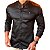 Camisa Slim Fit Gola Padre Acetinada Longa Preto - Imagem 1