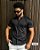 Camisa Slim Fit Curta Acetinada Gola Padre Preto - Imagem 1