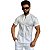 Camisa Slim Fit Curta Acetinada Gola Padre Branco - Imagem 1