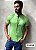Camisa Slim Fit Curta Acetinada Gola Padre Verde Pistache - Imagem 2