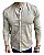 Camisa Slim Fit Gola Padre Acetinada Longa Areia - Imagem 1