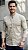Camisa Slim Fit Gola Padre Acetinada Longa Areia - Imagem 1