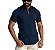Camisa Slim Fit Curta Acetinada Gola Padre Marinho - Imagem 2