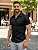 Camisa Slim Fit Curta Acetinada Preta - Imagem 1