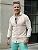 Camisa Masculina Linho Gola Italiana Per Pochi Bege Claro - Imagem 1