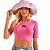 Blusa Colcci Canelada Slim Feminino Rosa Ultra Rose - Imagem 1