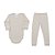 Conjunto Body Poliviscose Canelado Manga Longa Infantil Aveia - Imagem 1