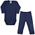 Conjunto Bebê Canelado Manga Longa Azul Marinho - Imagem 1
