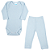 Conjunto Bebê Canelado Manga Longa Azul Bebê - Imagem 1