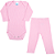 Conjunto Bebê Canelado Manga Longa Rosa Chiclete - Imagem 1