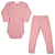 Conjunto Infantil Canelado Manga Longa Rosa Envelhecido - Imagem 1