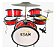 Bateria Infantil Luen Star Kids Vermelha Com Chimbal - Imagem 3
