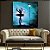 Quadro Decorativo Pintura Bailarina no Bosque Iluminado azul - Imagem 1