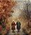 Pintura em tela quadro paisagem com casal idosos - Imagem 1