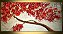 Quadro Decorativo Pintura Árvore Cerejeira Flores Vermelhas Efeito 3d - Imagem 1
