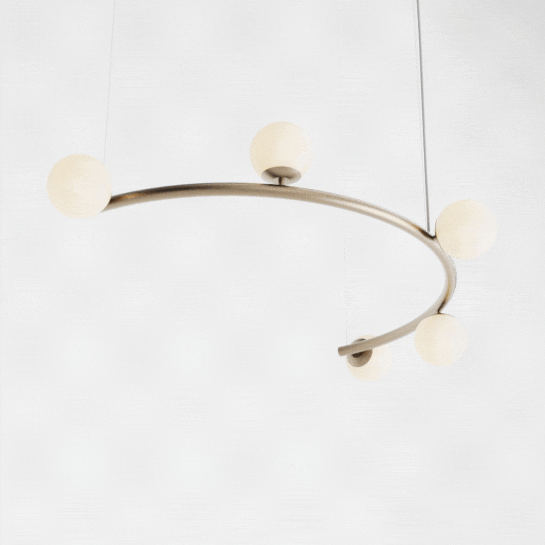 (Pintura) Lustre Golden Art Arco Modular 80cm 5 Bolas 10cm 107x57x26,5cm T8080PI - Imagem 8